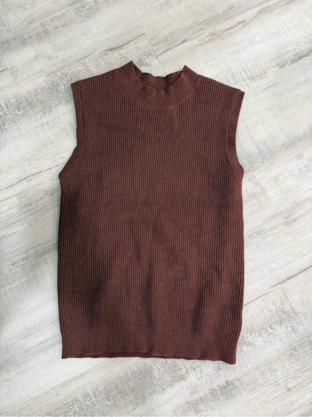 Sleeveless Ribbed Knit Top - Deep Brown